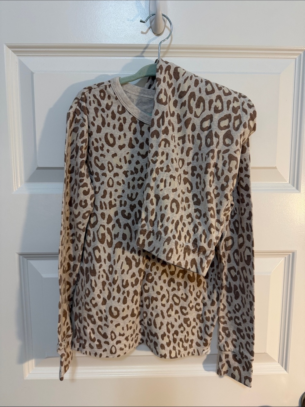 GAP KIDS Girls Size 8 Leopard Print Pajama Set - Taupe Brown